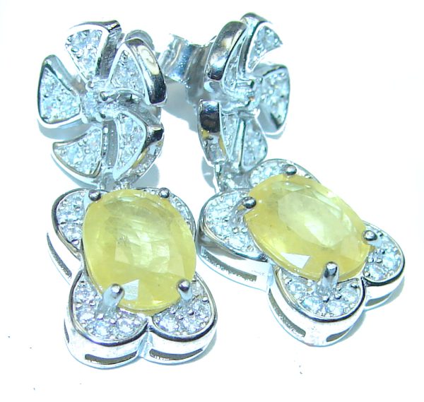 Graceful Natural yellow Sapphire .925 Sterling Silver handmade earrings