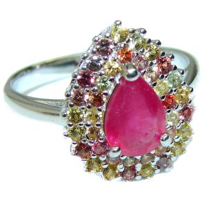 Great quality unique Ruby .925 Sterling Silver handcrafted Ring size 8