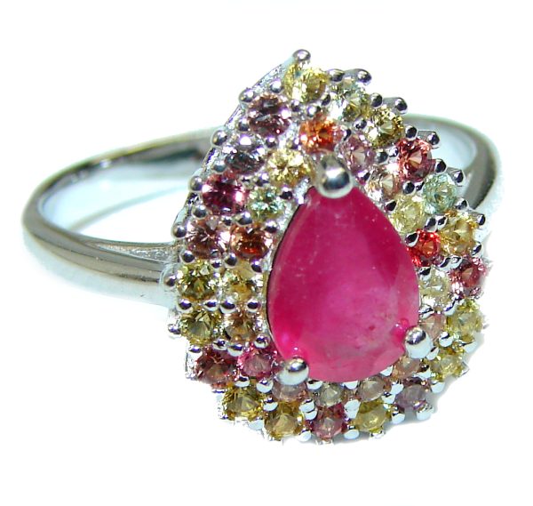 Great quality unique Ruby .925 Sterling Silver handcrafted Ring size 8