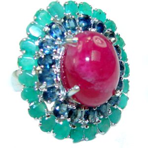 Great quality unique Ruby .925 Sterling Silver handcrafted Statement Ring size 5 3/4