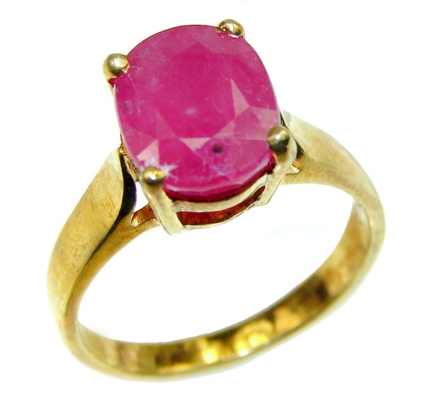 Great quality unique Ruby 14K Gold over .925 Sterling Silver handcrafted Ring size 6 1/2