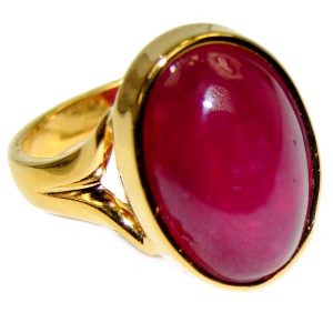 Great quality unique Ruby 18K Gold over .925 Sterling Silver handcrafted Ring size 5