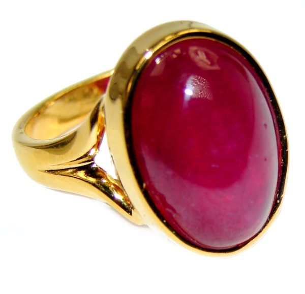 Great quality unique Ruby 18K Gold over .925 Sterling Silver handcrafted Ring size 5