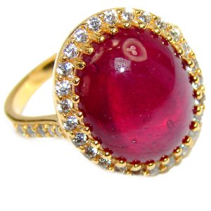 Great quality unique Ruby 18K white Gold over .925 Sterling Silver handcrafted Ring size 7 3/4