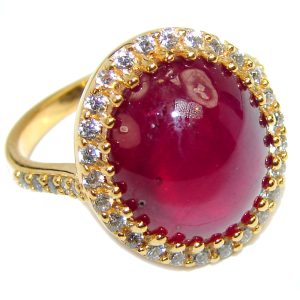 Great quality unique Ruby 18K white Gold over .925 Sterling Silver handcrafted Ring size 8