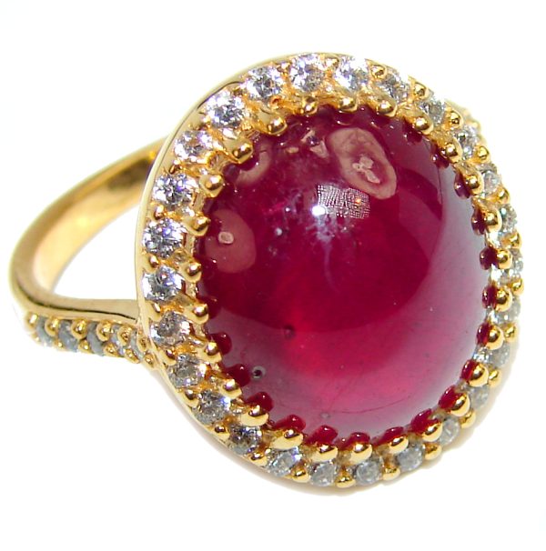 Great quality unique Ruby 18K white Gold over .925 Sterling Silver handcrafted Ring size 8