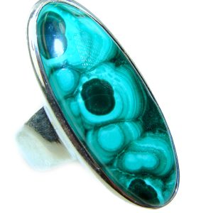 Green Beauty Malachite .925 Sterling Silver handcrafted ring size 7