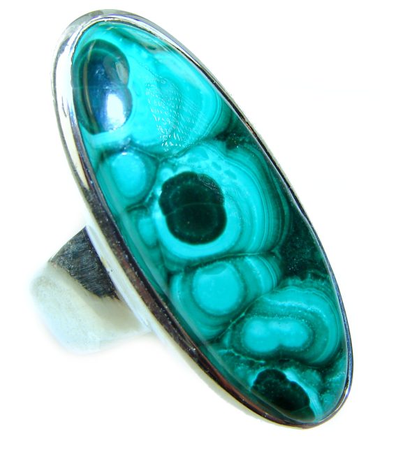 Green Beauty Malachite .925 Sterling Silver handcrafted ring size 7