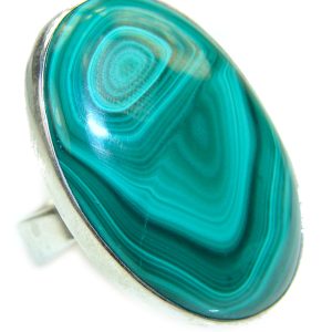 Green Beauty Malachite .925 Sterling Silver handcrafted ring size 8 1/4