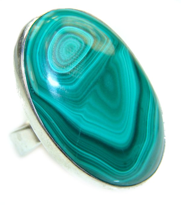 Green Beauty Malachite .925 Sterling Silver handcrafted ring size 8 1/4