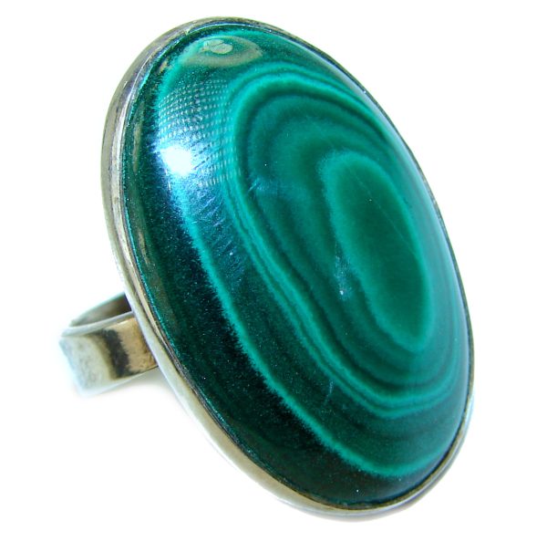 Green Beauty Malachite .925 Sterling Silver handcrafted ring size 9