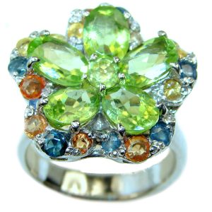 Green Power Peridot .925 Sterling Silver ring s. 6 3/4