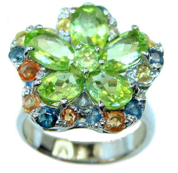 Green Power Peridot .925 Sterling Silver ring s. 6 3/4