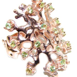 Green Reef Peridot 14K Gold over .925 Sterling Silver Ring size 7