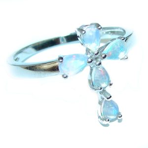 Holy Cross Ethiopian Opal .925 Sterling Silver handmade ring size 8