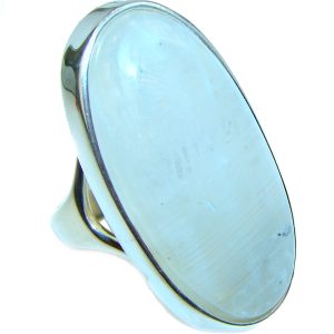 Huge Best quality Genuine Fire Moonstone .925 Sterling Silver handcrafted ring size 7