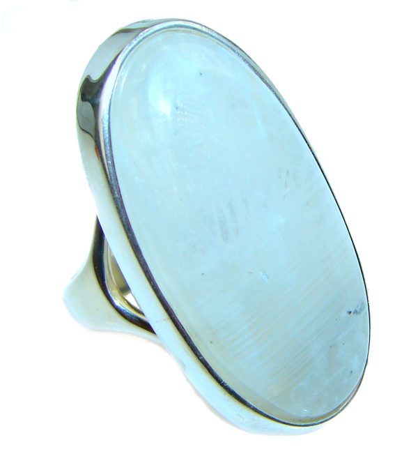 Huge Best quality Genuine Fire Moonstone .925 Sterling Silver handcrafted ring size 7