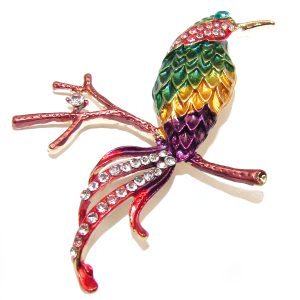 Huge Colorful Exotic Bird heron Brooch