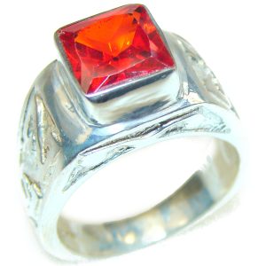 Huge Incredible Red Topaz .925 Sterling Silver Ring size 8