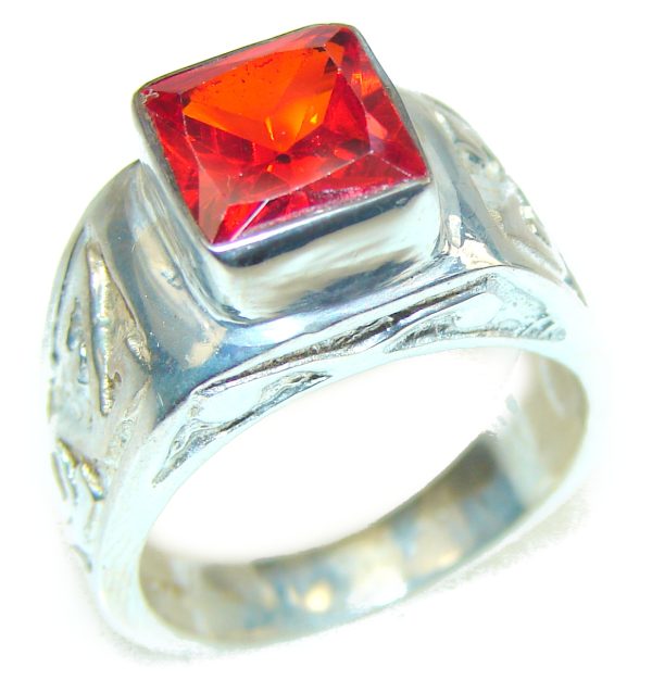 Huge Incredible Red Topaz .925 Sterling Silver Ring size 8