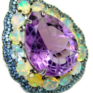 Incredible 18.7carat Amethyst .925 Sterling Silver handcrafted ring size 8 3/4