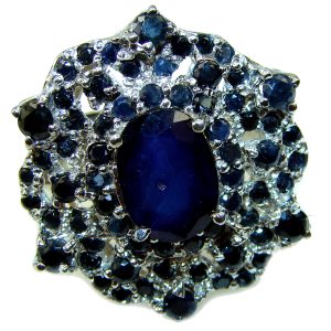 Incredible Beauty authentic Sapphire .925 Sterling Silver Ring size 7 1/2