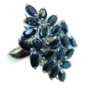 Incredible Beauty authentic Sapphire .925 Sterling Silver Ring size 8 3/4