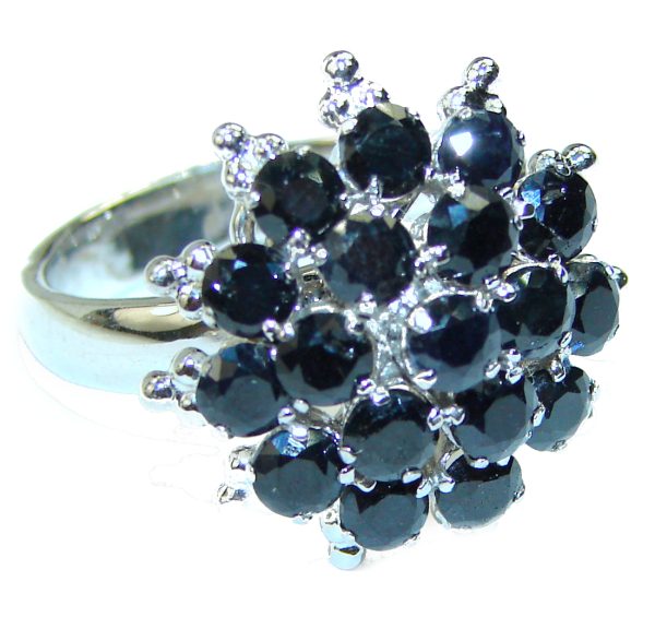 Incredible Blue Flower authentic Sapphire .925 Sterling Silver Ring size 8