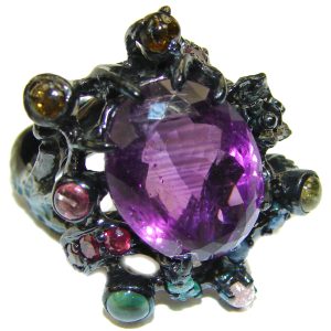 Incredible quality 10.7 carat Amethyst .925 Sterling Silver handcrafted ring size 8 1/4