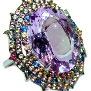 Incredible quality 14.7 carat Amethyst .925 Sterling Silver handcrafted ring size 9