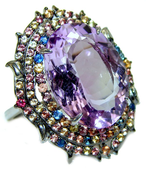 Incredible quality 14.7 carat Amethyst .925 Sterling Silver handcrafted ring size 9