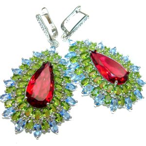 Incredible quality multicolor Topaz .925 Sterling Silver handcrafted earrings