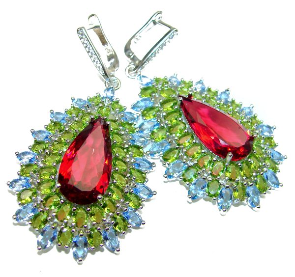 Incredible quality multicolor Topaz .925 Sterling Silver handcrafted earrings