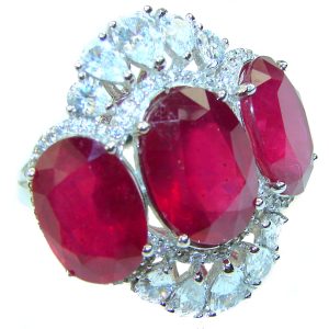 Incredible unique Ruby .925 Sterling Silver handcrafted Cocktail Ring size 7 1/2