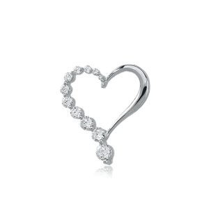 Journey Diamond Heart Pendant in 14k White Gold