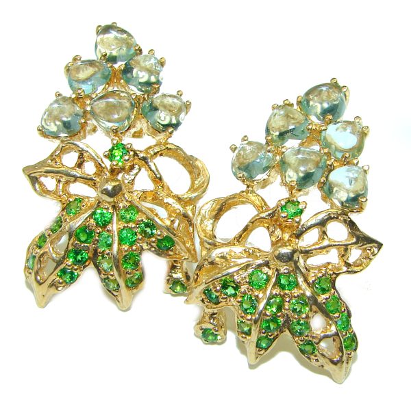 Juicy Grages Green Amethyst Gold over .925 Sterling Silver handcrafted incredible earrings