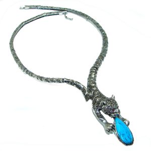 La panthere Turquoise .925 Sterling Silver handcrafted SPECTACULAR necklace