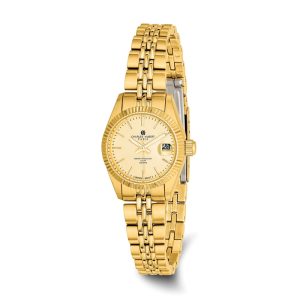 Ladies Gold-plated Panther Link Champagne Dial Watch by Charles Hubert