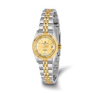 Ladies Two-Tone, Gold-Tone Dial Round Analog Watch by Charles Hubert