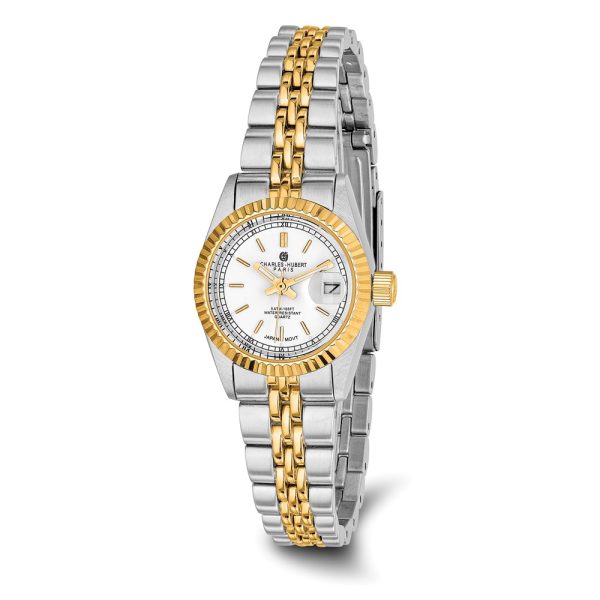 Ladies Two-Tone, Off White Dial Round Analog Watch by Charles Hubert