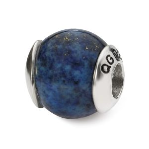 Lapis Stone & Sterling Silver Bead Charm, 11 x 12mm