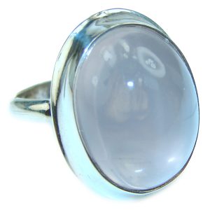 Large 14.2 carat Rose Quartz .925 Sterling Silver brilliantly handcrafted ring s. 8