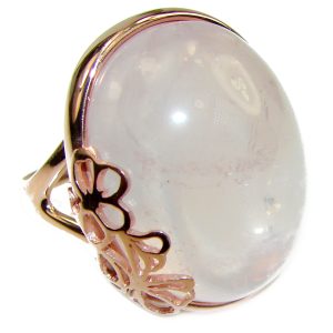 Large 15.2 carat Rose Quartz 14K Gold over .925 Sterling Silver brilliantly handcrafted ring s. 7 1/4