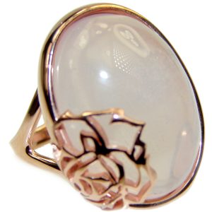 Large 15.2 carat Rose Quartz 18K Gold over .925 Sterling Silver brilliantly handcrafted ring s. 7