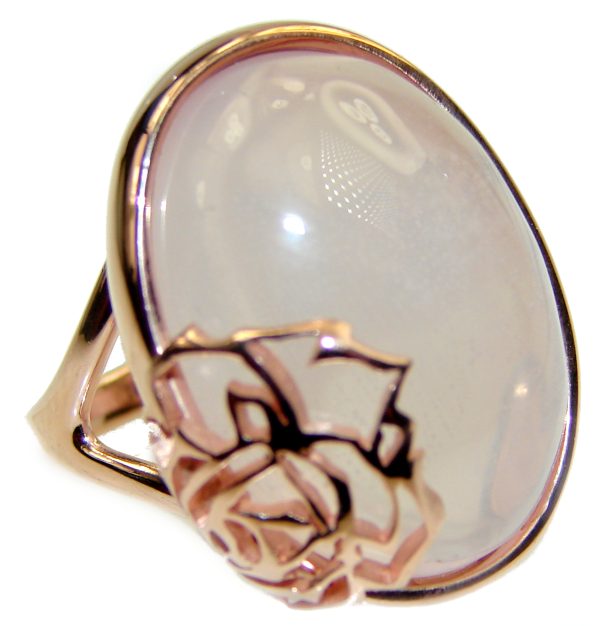 Large 15.2 carat Rose Quartz 18K Gold over .925 Sterling Silver brilliantly handcrafted ring s. 7