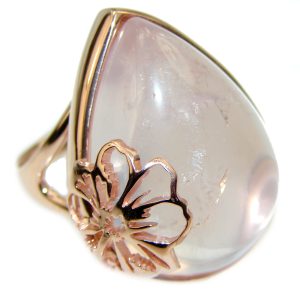 Large 18.2 carat Rose Quartz 18K Gold over .925 Sterling Silver brilliantly handcrafted ring s. 9