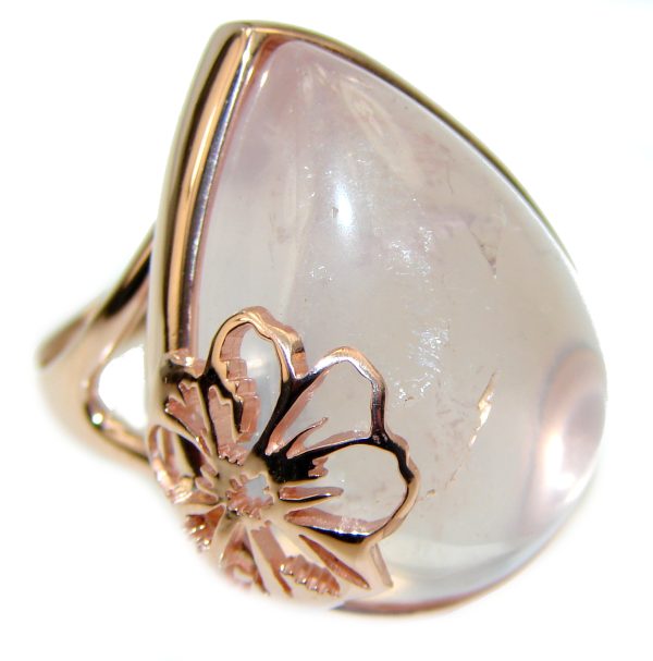 Large 18.2 carat Rose Quartz 18K Gold over .925 Sterling Silver brilliantly handcrafted ring s. 9