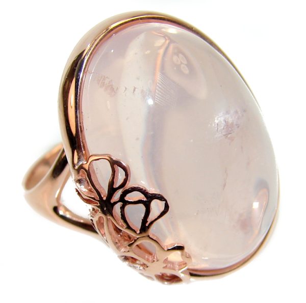 Large 22.2 carat Rose Quartz 18K Gold over .925 Sterling Silver brilliantly handcrafted ring s. 7