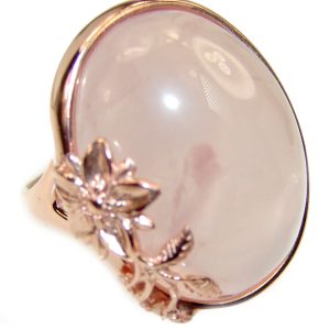 Large 23.2 carat Rose Quartz 18K Gold over .925 Sterling Silver brilliantly handcrafted ring s. 7