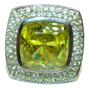 Large Best quality Green Topaz .925 Sterling Silver handcrafted Ring Size 6